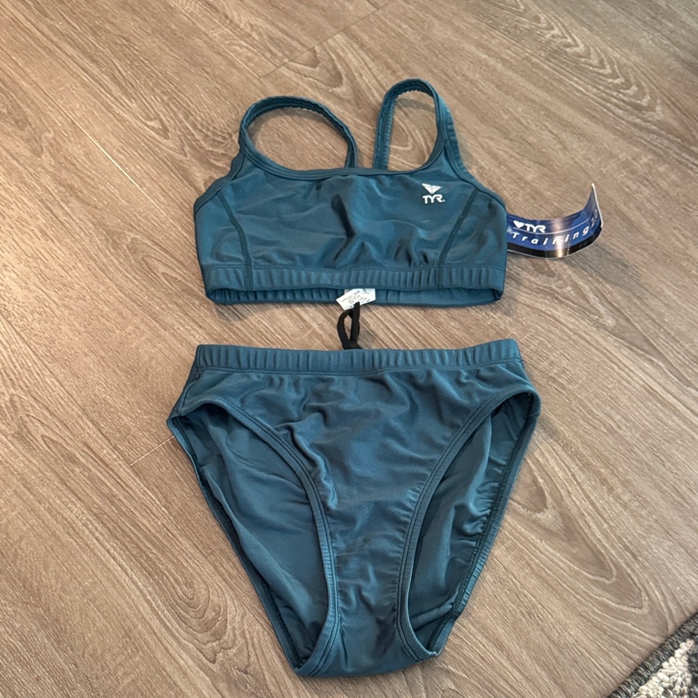 NWT TYR Women's Teal High Waisted Bikini Set